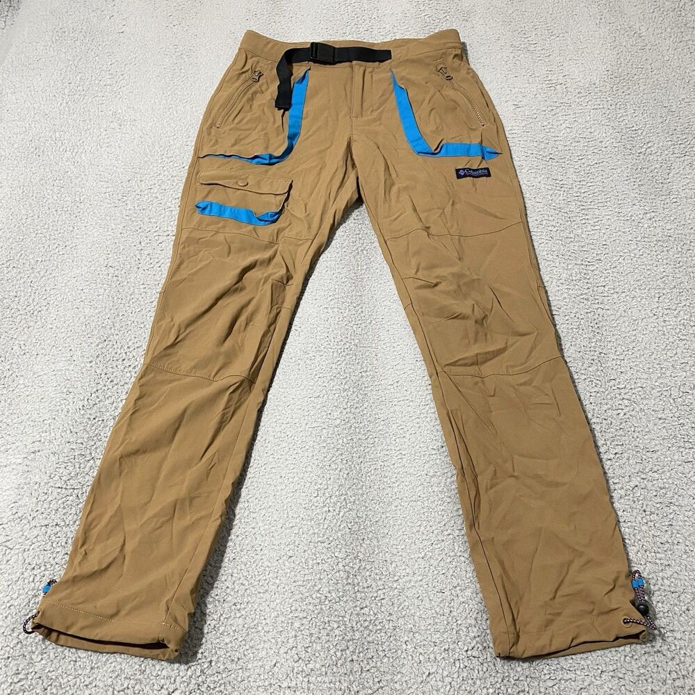 Columbia Powder Keg Cargo Pants Mens 30 Brown Belted Stretch Outdoor Hiking Gorp